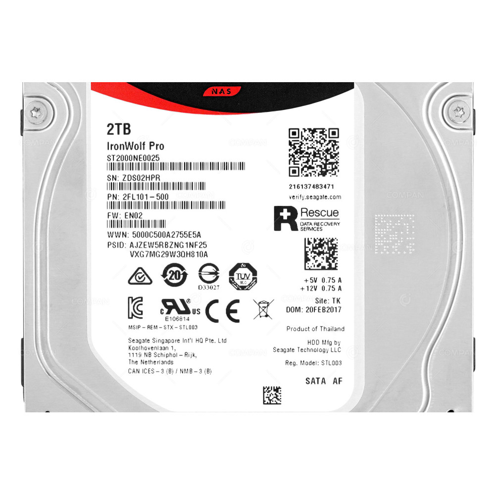 ST2000NE0025 SEAGATE IRONWOLF NAS 2TB 3.5 LFF 512 7.2K 6G SATA 128MB CACHE HARD DRIVE 2FL101-500